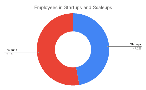 Employees in startups and scaleups graph - 42WorkSpace 